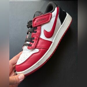 Nike JORDAN  flyease low Kids Black, Red, and White Sneakers